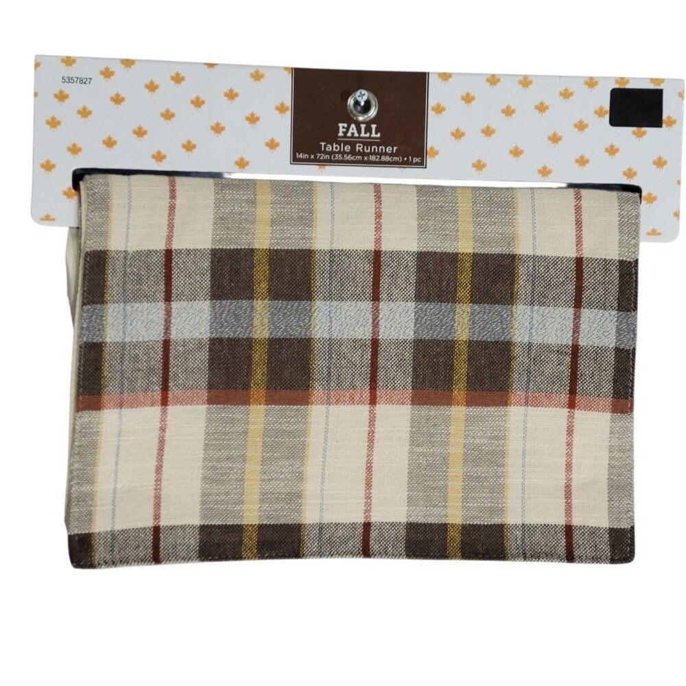 Fall Farmhouse Table Runner 72” x 14” Plaid‎ Kitchen Dining Thanksgiving Autumn